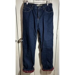 Cabela's Womens Red Flannel Lined Jeans 10 Long